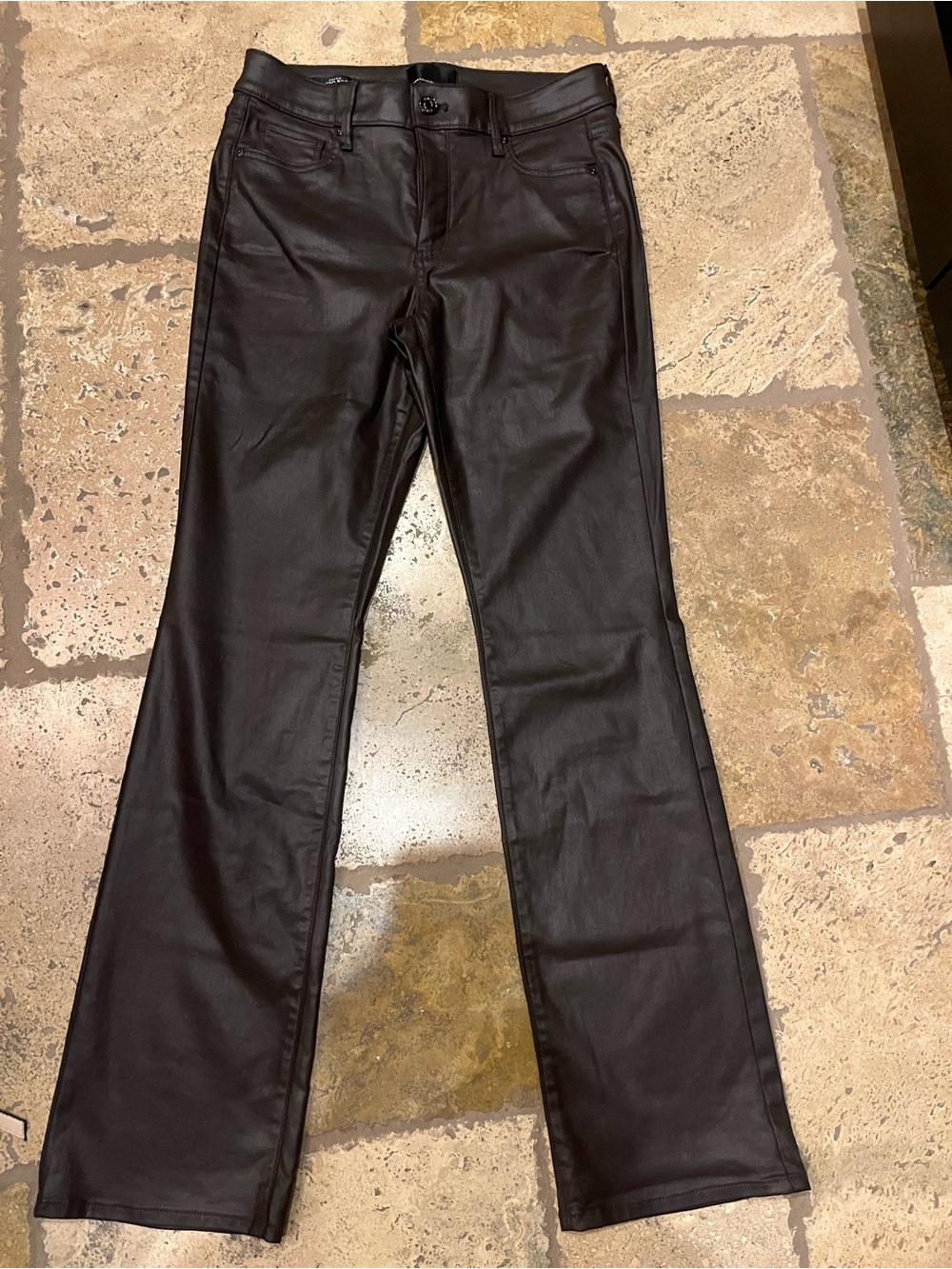 White House Black Market Brown Wide-Leg Coated Jeans
